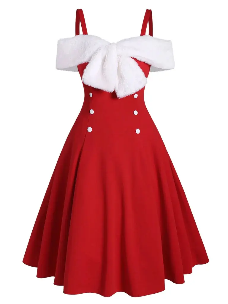 RETRO STAGE Women's 1950s Vintage Swing Dress, Sleeveless Casual Chic Fitted Knee-Length Cocktail Dress with Bow Trim, Cute, Bachelorette Party