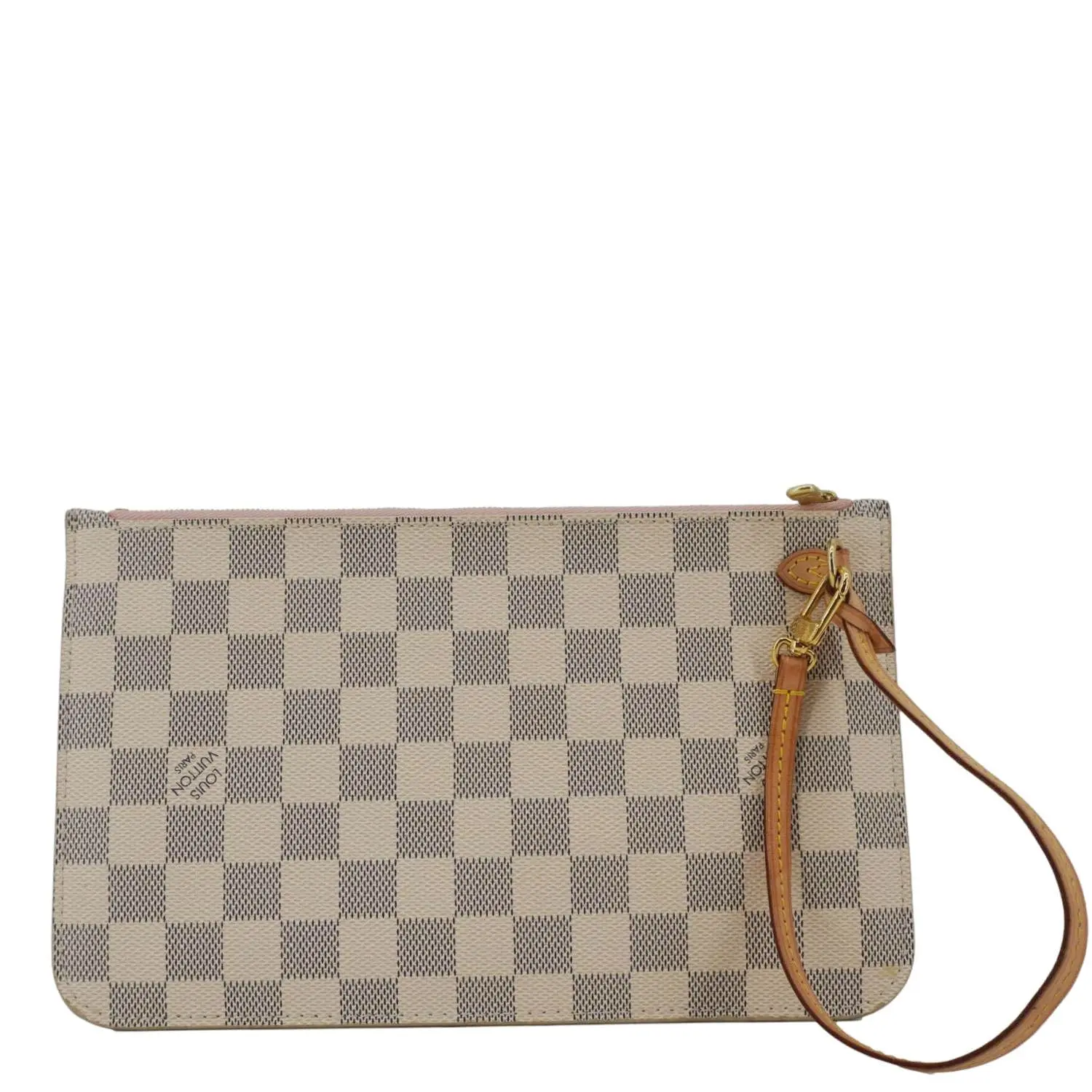 Pre-owned Louis Vuitton Damier Azur Clutches & Wristlets Neverfull Pochette Wristlet Rose Ballerine