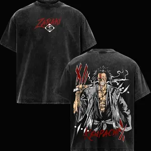 Kenpachi Zaraki T-Shirt – Bleach Vintage Washed Oversized Anime Graphic Tee, Dark Streetwear Aesthetic Top, Acid Wash Soft Cotton Shirt, Casual Unisex Apparel, Gift for Bleach Fans Y1W