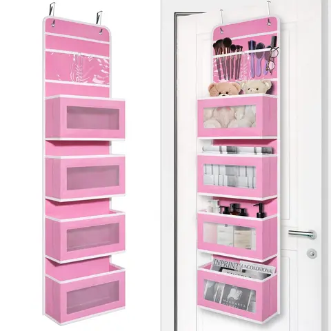 Heavy Duty Over Door Wall-Mount Hanging Organizer with 4 Large-Capacity Pockets, Eco-Friendly Modern Storage Organization for Closet, Bathroom, Cosmetic Makeup Storage Bag, Mothers Day Gift