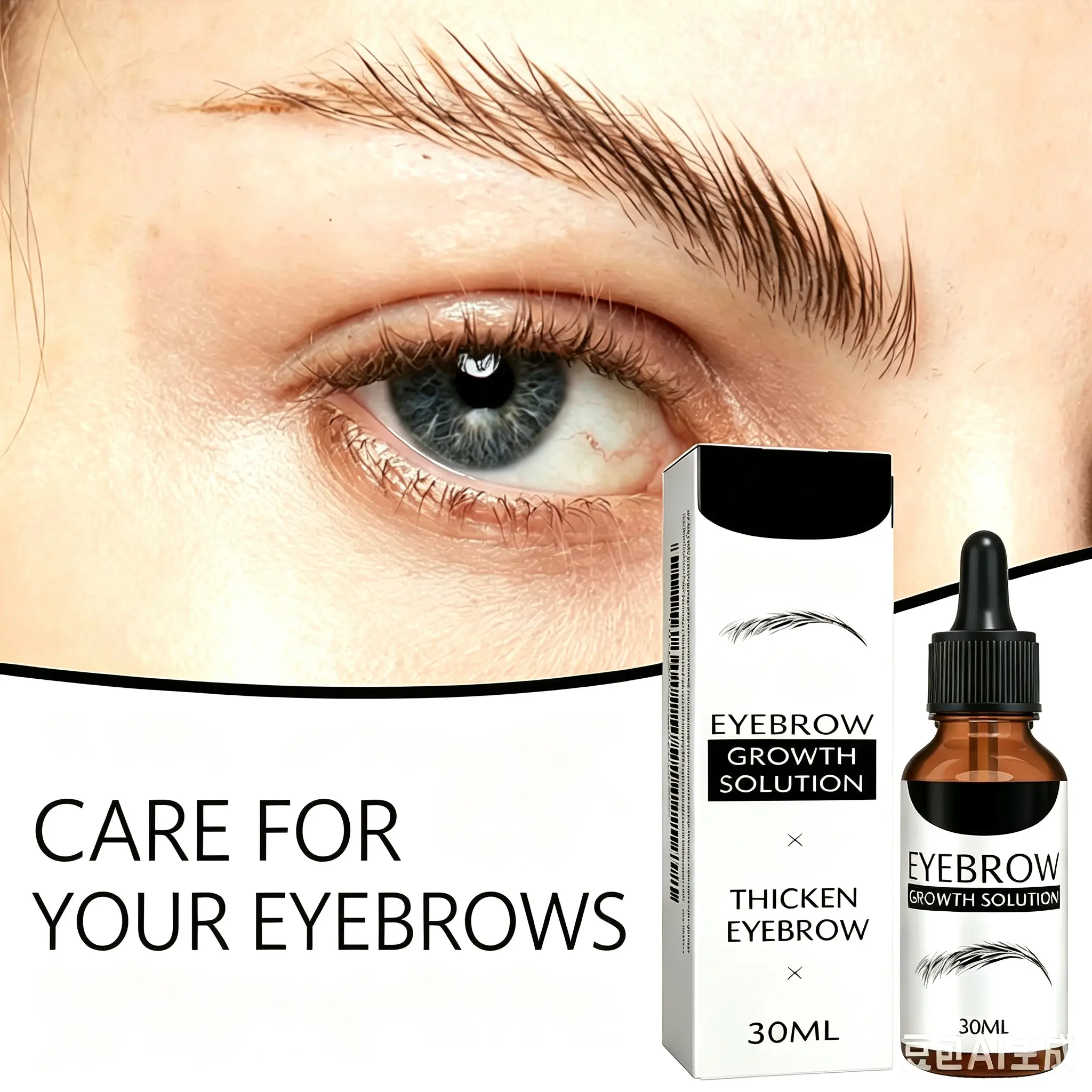 Dark Eyebrow Liquid Cosmetic - Mild Moisturizing, Hydrating Ginseng Extract Makeup Treatment for Thicker Brows Repair, Brush On