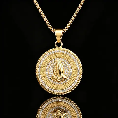 Men's Christian Gold Faith Pendant Necklace - Stainless Steel, Bible Verse, Long Chain, Unisex Spiritual Jewelry, Gifts for Boyfriends, Fashion Accessory
