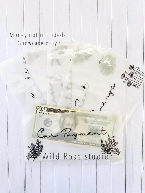 Black and White Floral Reusable Vellum Cash Stuffing Envelopes | Budget Binder | A6 only