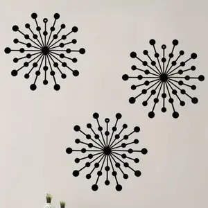 3-piece set, wrought iron starburst wall decoration, classic modern, Art Deco Style living room art, metal decoration, suitable for home decor supplies