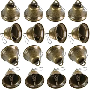 Craft Bells, 16 count Bronze Jingle  Bells (1.5" X 1.7") with Spring Hooks Hanging for Wind Chimes Housebreaking Making  Potty  Doorbell Wedding Decor DIY Favor