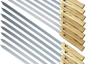 G & F Products Brazilian BBQ Skewers 16 Piece Set Stainless Steel Kabob Sticks 17-Inch Flat Blade with Hardwood Handles Reusable Commercial Grade for...