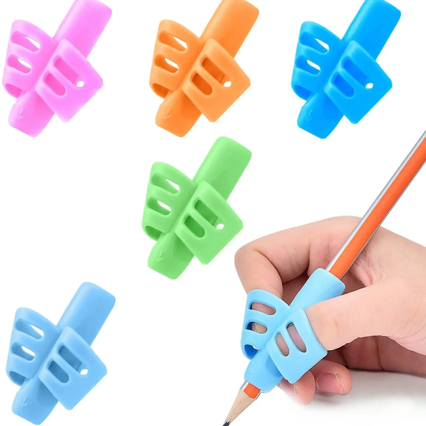 5-Piece Children Handwriting Correction Grip Set, Pre-School & Toddler Writing Aid, Ergonomic Design, Pencil Holder Trainer, Primary Teaching Tool, School Supplies, Learning Tool, Classroom Supplies