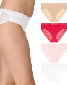 Maidenform  Bikini Pack, Cheeky Lace , Underwear Mid-Rise Moderate Coverage Essential Everyday Womenswear Casual Lightweight Select from 1 Pack or 4 Pack