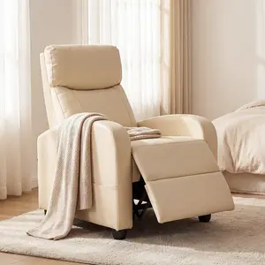 Recliner Chair PU Leather Recliner Sofa Home Theater Seating with Lumbar Support Overstuffed High-Density Sponge Push Back Recliners Armchair for Living Room