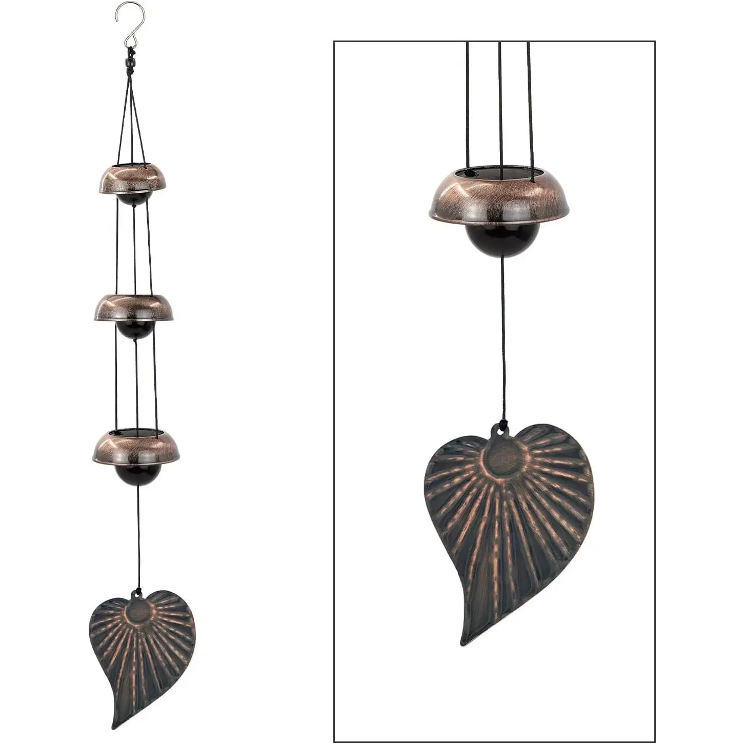 Three Cooper Leaf Temple Wind Chime,Wind Chimes with 3 Bells, Feng Shui Wind Chimes for Home Yard Outdoor Decoration, A  Memorial Wind Chime for Someone Who Loves Peace