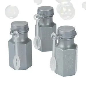 Bulk 48 Pc. Mini Hexagon Silver Bubble Bottles