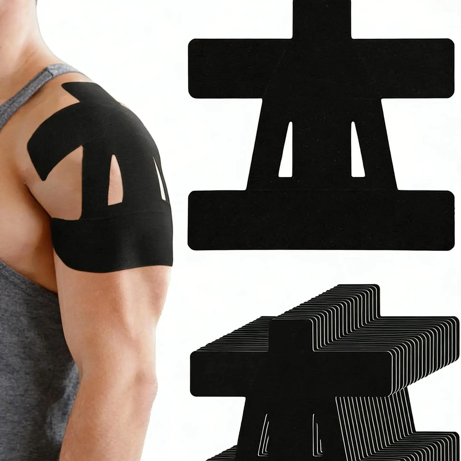 10Pcs Precut Kinesiology Tape Waterproof Breathable - Shoulder Pain Relief & Muscle Support Athletic Sports Tape