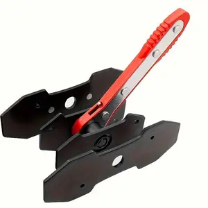 Brake Caliper Press Tool, Car Ratcheting Brake Caliper Piston Spreader Press Tool with 2pcs Steel Plates, Red