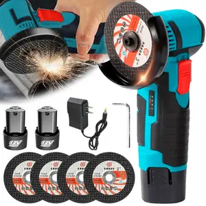 Upgrade 12V Cordless Mini Brushless Angle Grinder Kit with 4 Gutting Blades,2 pcs 12V 1300mAh Batteries 19500 RPM/Min,for Cutting Grinding Polishing Electric Heavy Duty Handle Power Tools
