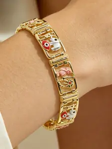 Vintage 14k Gold Plated Enamel Turkish Evil Eye Elephant Bracelet, Fashion Bracelets, Unisex Daily Wear, Lucky Charm, Halloween Party Gift
