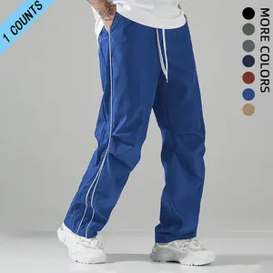 Men's Summer Casual Straight-Leg Pants Loose Fit Sports Pants Comfortable Breathable Lightweight White Side Stripe Quick-Dry Cool Running Pants Fitness Exercise Outdoor Hiking Slow Running Everyday Casual#SummerVibes