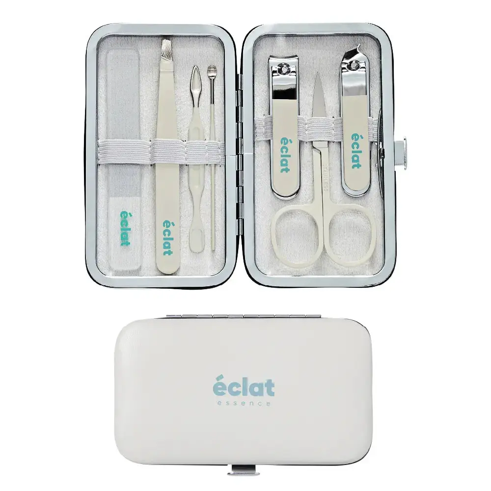 éclat All-in-One Manicure & Pedicure Grooming Kit with Travel Case – Cream (7 / 10 / 18 pcs)