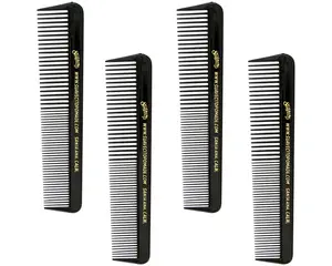 SUAVECITO Unbreakable Comb Pack - Black, Unisex Hair Styling Tool Set with 4 Combs for Men & Women, Pomade Accessories