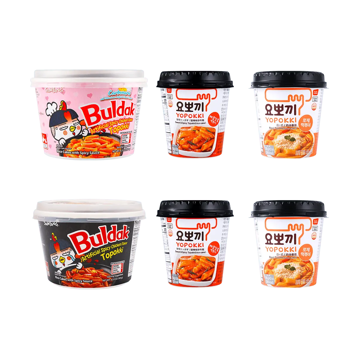 Samyang Tteokbokki Variety Pack - Creamy Cheese, Spicy Chicken, Creamy Tomato, Sweet & Spicy Korean Rice Cakes (884g)