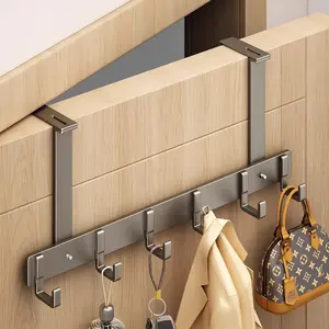 Door Back Hook, 1 Count Space Saving Door Hanger with Hooks, Door Hanger for Coat & Bag & Towel, Home Organizer for Living Room Bedroom Bathroom, Adjustable Hooks