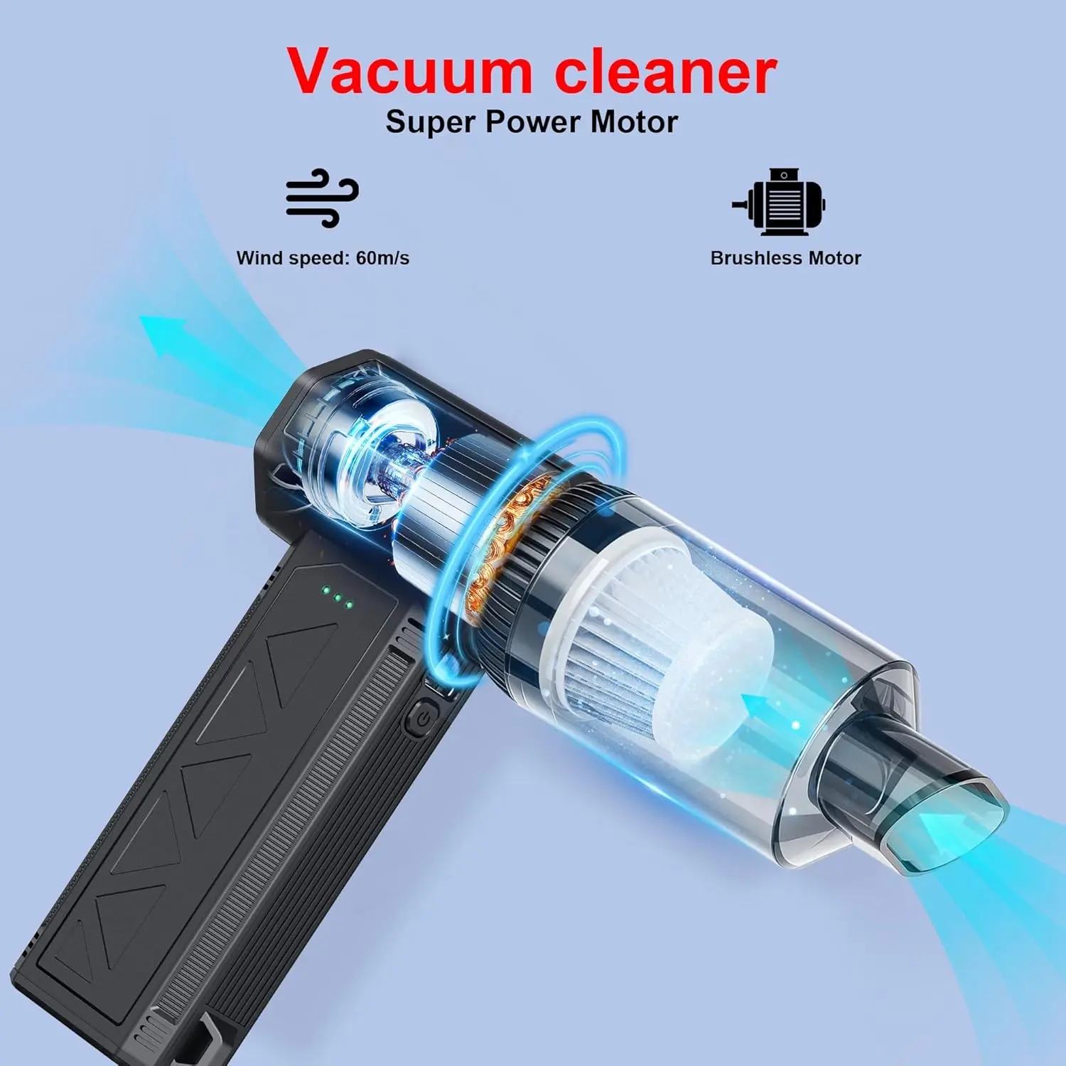 Compressed Air Duster, Electric Air Duster, Vacuum Cleaner & Bag Vacuum 3-in-1, Rechargeable with 3-Gear Adjustable Wind Speed for Keyboard,Computer,Car,Home and Storage Bag Sealing