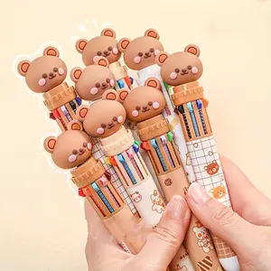 Cartoon Bear Design Ballpoint Pen, 1 Set Multi-color Press-type Ballpoint Pen, Office Multi-purpose Marker Pen, Multi Purpose Pens, Ballpen Set
