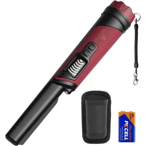 Metal Detector Pinpointer for Adults & Kids, IP68 Fully Waterproof underwater metal detector wand Handheld Pin Pointer with LCD Screen & LED Light, 360 ° High Sensitivity Accuracy Detection, Red