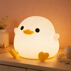 Duck Night Light, Cute DoDo Duck Lamp, Squishy Silicone Dimmable Bedside Light for Baby Kids Nursery with Timer, Rechargeable Touch Nightlight for Boys Girls Room Decor, Mother's Day Gift