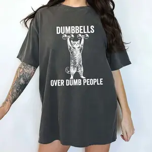 MAPTEES Dumbbells Over Dumb People Comfort Colors Shirt, Funny Gym Graphic Tee, Funny Sarcastic Workout T-shirt, Sarcastic Fitness Gym Humor Outfits
