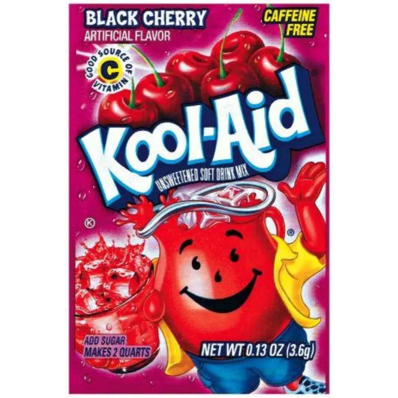 Kool-Aid Black Cherry Hydration Powder Drink Mix Packets, 10-Count Artificial Bold Flavor Ambient Fat-Free Set for Events