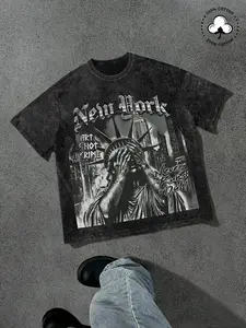 Unisex New York City Themed T-Shirt, Distressed Vintage Look with Iconic Art Motif and Bold Statement, for Street Style Enthusiasts and Urban Exploration