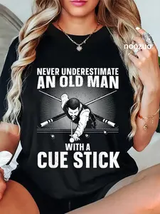 100% Cotton Best Pool Art For Men Grandpa Billiard Player Pool Lover T-Shirt