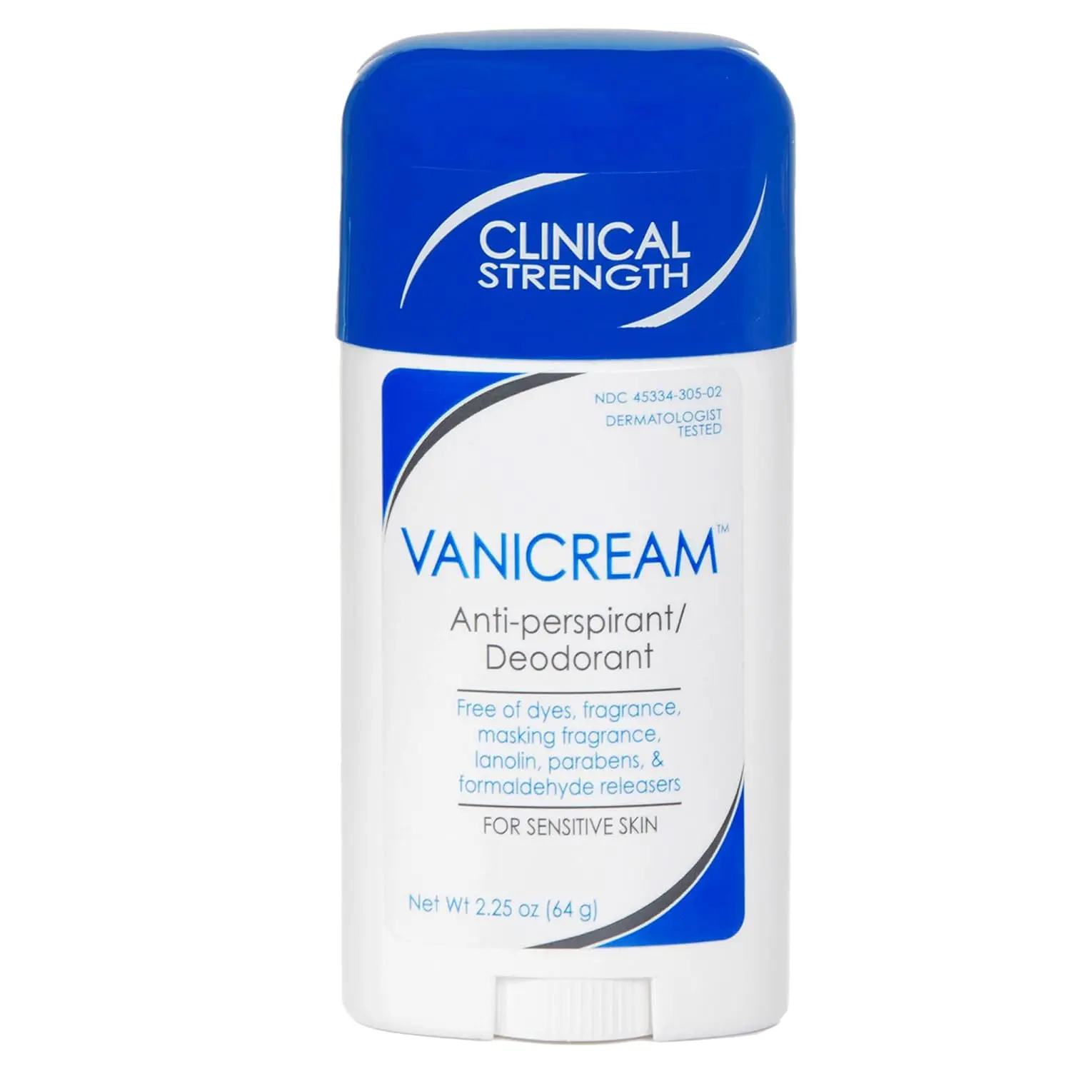 Vanicream Antiperspirant Deodorant Stick for Sensitive Skin, Unscented 2.25 oz - Clinical Strength 24-Hour Wetness & Odor Protection, Formulated Without Common Irritants
