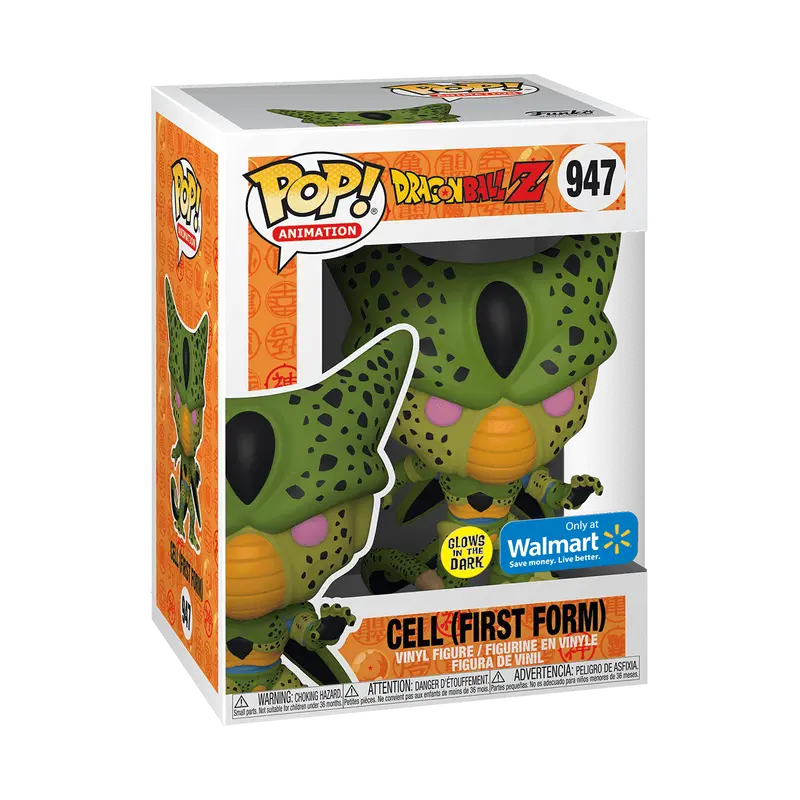 Funko Pop! Dragon Ball Z - Cell (First Form) (Glow) #947 Exclusive (Sticker may vary) Collectible Pop Vinyl Figure