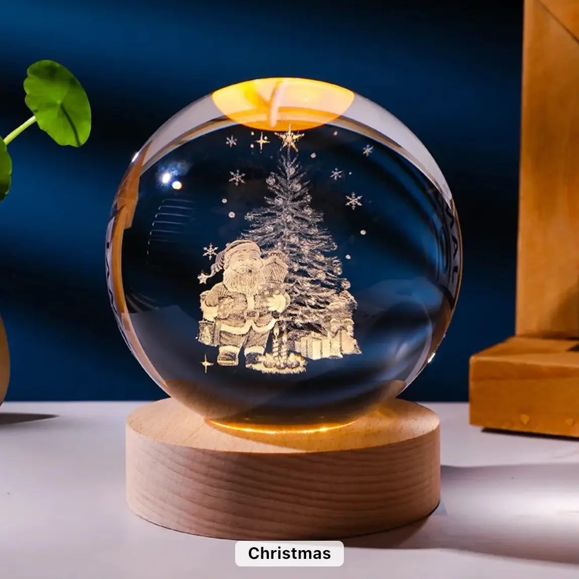 Christmas 3D Crystal Ball - Festive Home Decor Gift Light Ornaments Decoration Room