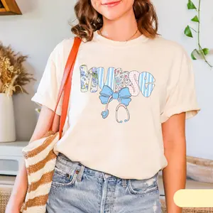 Gildan - Preppy Nurse Floral Coquette Shirt Soft Breathable 100% Cotton Everyday Comfort Tee with Stethoscope Bow Design for Women