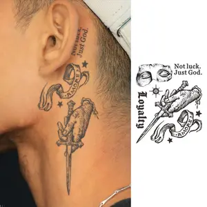 Halloween Tattoo Stickers, Cold Graffiti Style Sketch Design, Loyalty Pattern, Waterproof Durable Long-Lasting 15 Days, Unisex Body Art