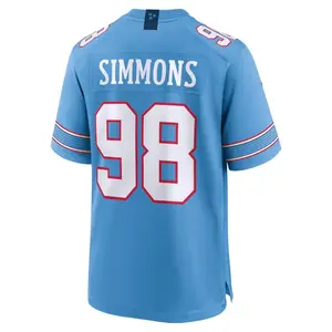 Jeffery Simmons Tennessee Titans Oilers Throwback Alternate Game Player Jersey - Light Blue