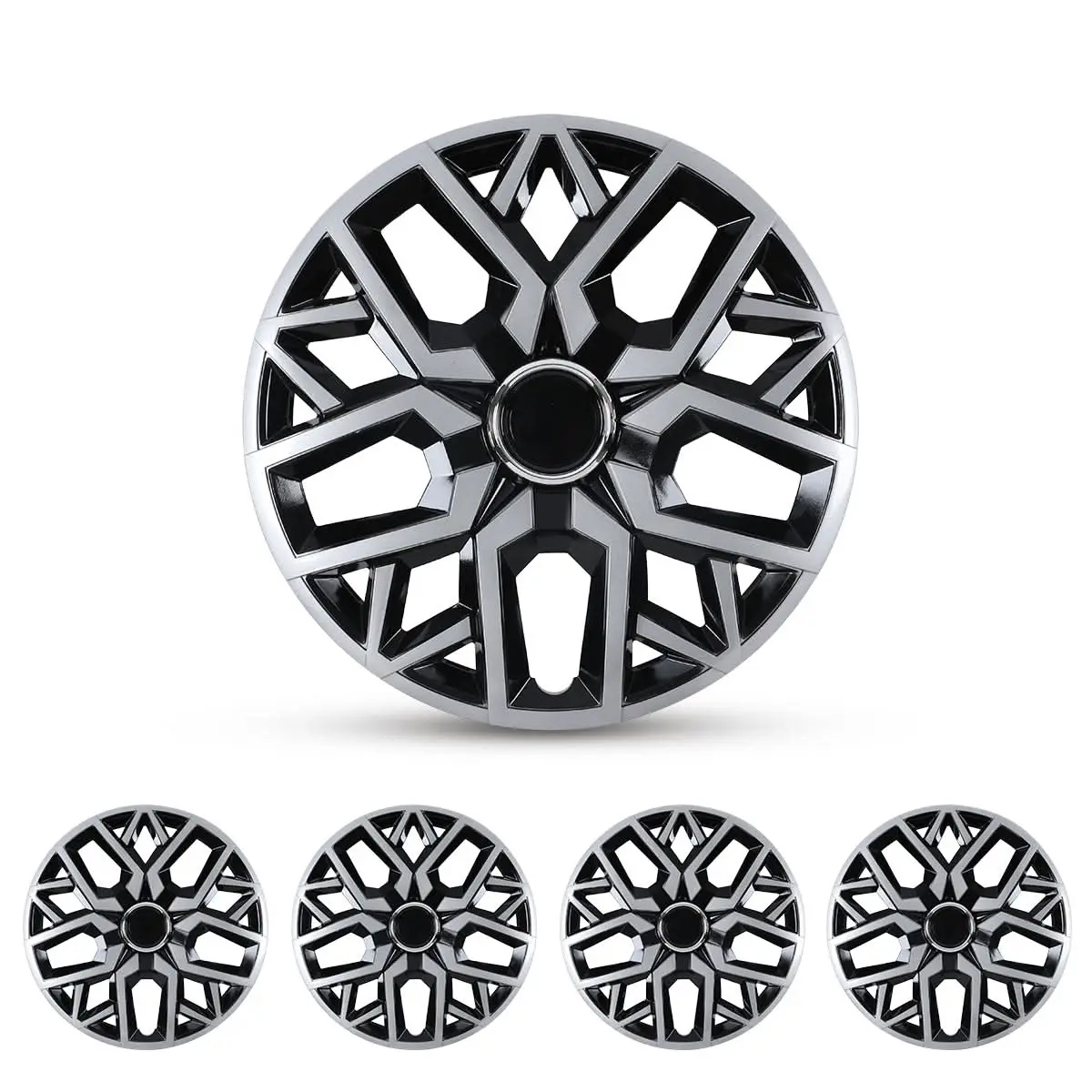 WOLFSTORM 4-Pack 17in Durable Lacquer Universal Hubcaps for Steel Wheel Rims, SUV Auto Replacement Parts for Vehicle Upgrades