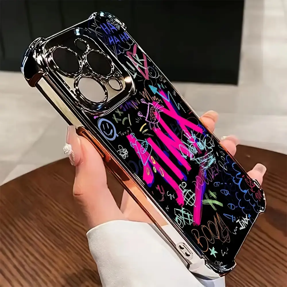 J-Jinxs Graffiti Logo Smartphone Case - Shockproof Transparent Soft Back Cover, Handheld Cellphone Protection Accessory for iPhone 13,12,11,14,15,16 Pro Max,X,XR,XS Max,8/7 Plus Devices