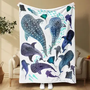 Whale Shark Plush Blanket, Soft Velvet Throw for Ocean Lovers, Cozy Sea Animal Blanket, Marine Life Home Decor Gift