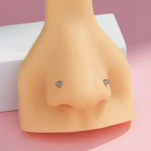 Oufer 2PCS Titanium 20G Flat Back Push Pin Spike Nose Stud