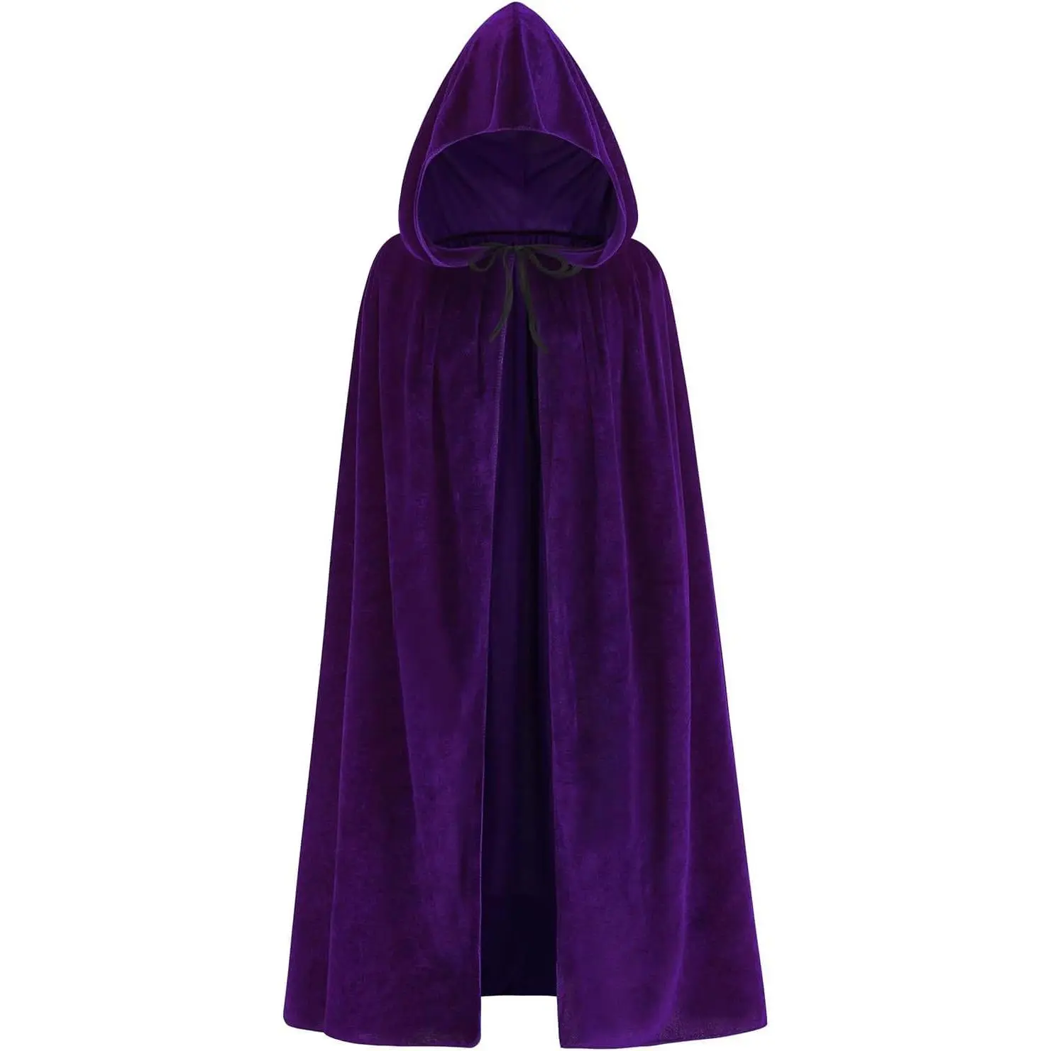 59Inch Velvet Cloak with Hood for Men & Women, Hooded Cape Cloak Unisex Halloween Witch Vampire Wizard Raven Cosplay Costume(Purple,L)