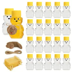 Bear  Design Empty  Dispenser Bottle with Thank You Tag & Sandbag, 10/15/20/25 Sets 2oz Empty Liquid Water Honey  Dispenser Bottle, Party Gift for Wedding Birthday Picnic