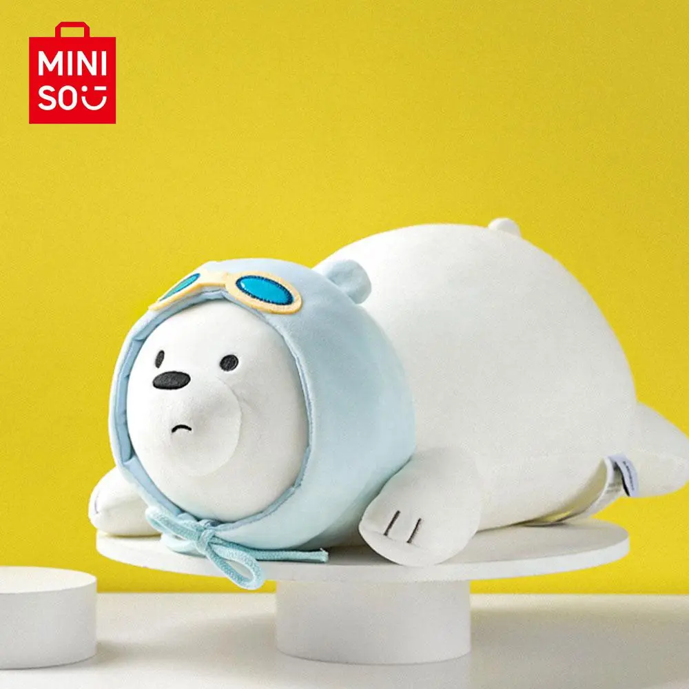 MINISO We Bare Bear Plush Doll Stuffed Toys White Bear Cute Doll Medium Size 15 inch Doll Bear Pillow Plush Birthday Gift For Kids，Back To School