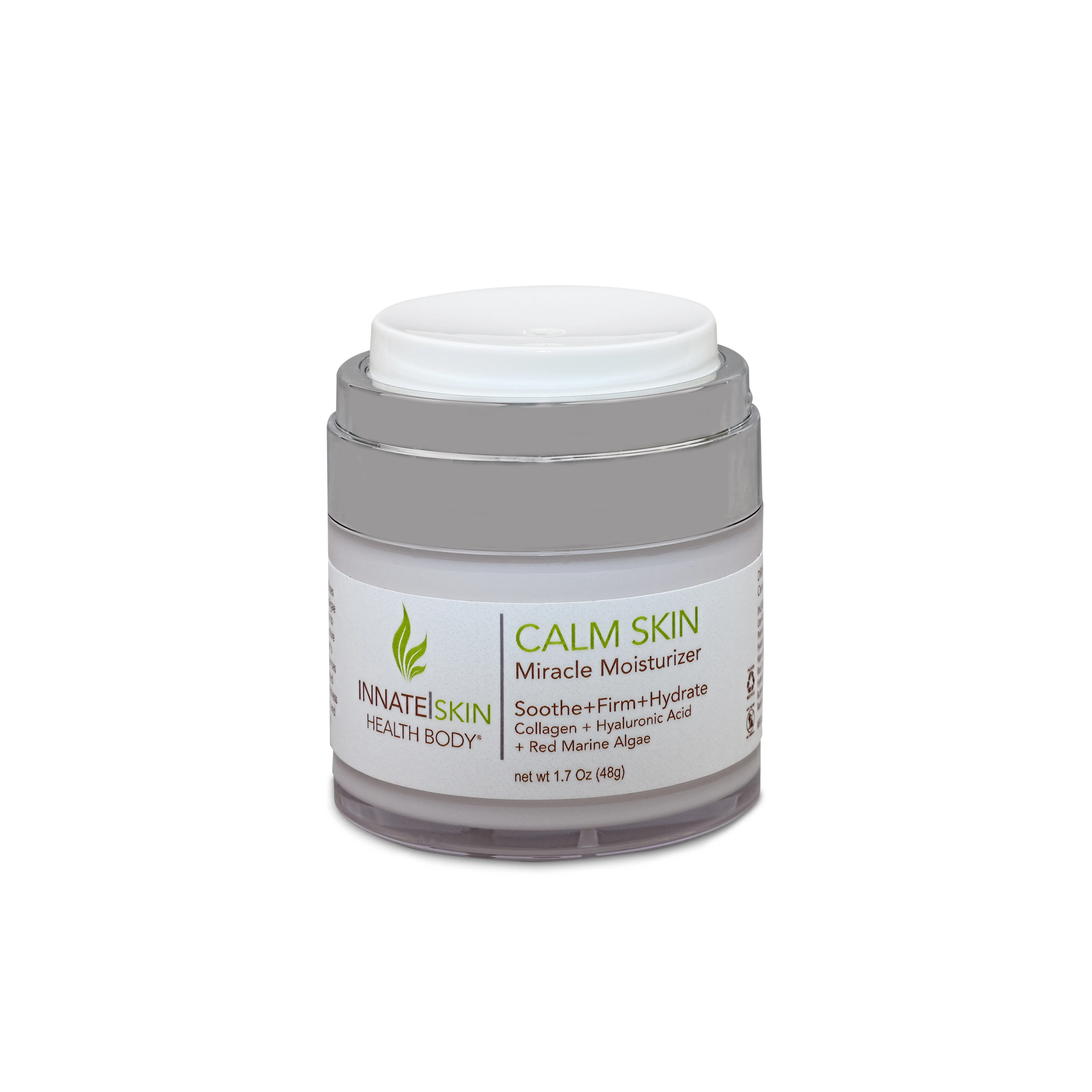 Calm Skin Acne-Fighting Facial Cream | Herbal Chamomile Lotion with Hyaluronic Acid, Collagen, Red Marine Algae | 1.7oz Air Pump Moisturizer, Lotions