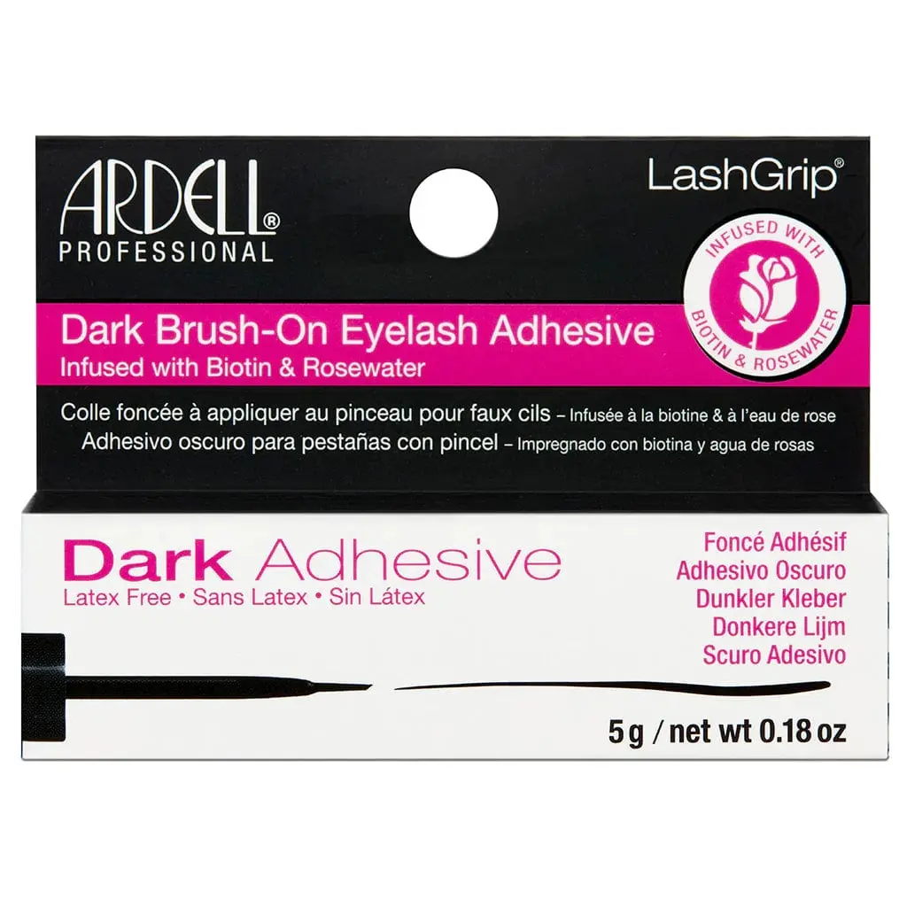 Fast Dry Brush-On Lash Adhesive with Biotin, Dark Hypoallergenic Cosmetic Glue for Mess-Free Application, Non-Irritating with Rosewater, Formaldehyde Free, 0.18 oz, False Eyelashes & Adhesives, Mess-Free Apply