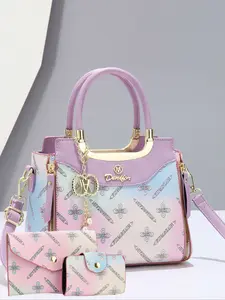 New Gradient Print Women's Set, Casual Versatile Dopaamine Three-Piece Shoulder Crossbody Bag, All Seasons Fashion Accessory, Handbag Combo