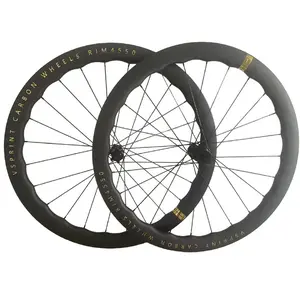 Carbon Fiber Road Bike Wheelset 45/50mm 60/65mm Aero Wave Carbon Wheels 700c Center Lock Disc Brake 21/28mm Width 24H Spokes