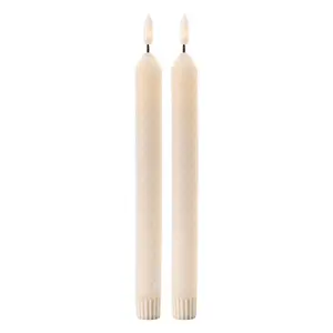 Melrose 94981DS 9.5 in. Wax & Plastic 2 AAA Batteries Not Included FIA Wick Taper Candle, White - Set of 2